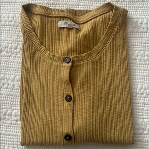 Madewell Mustard Button-Down Ribbed Shirt